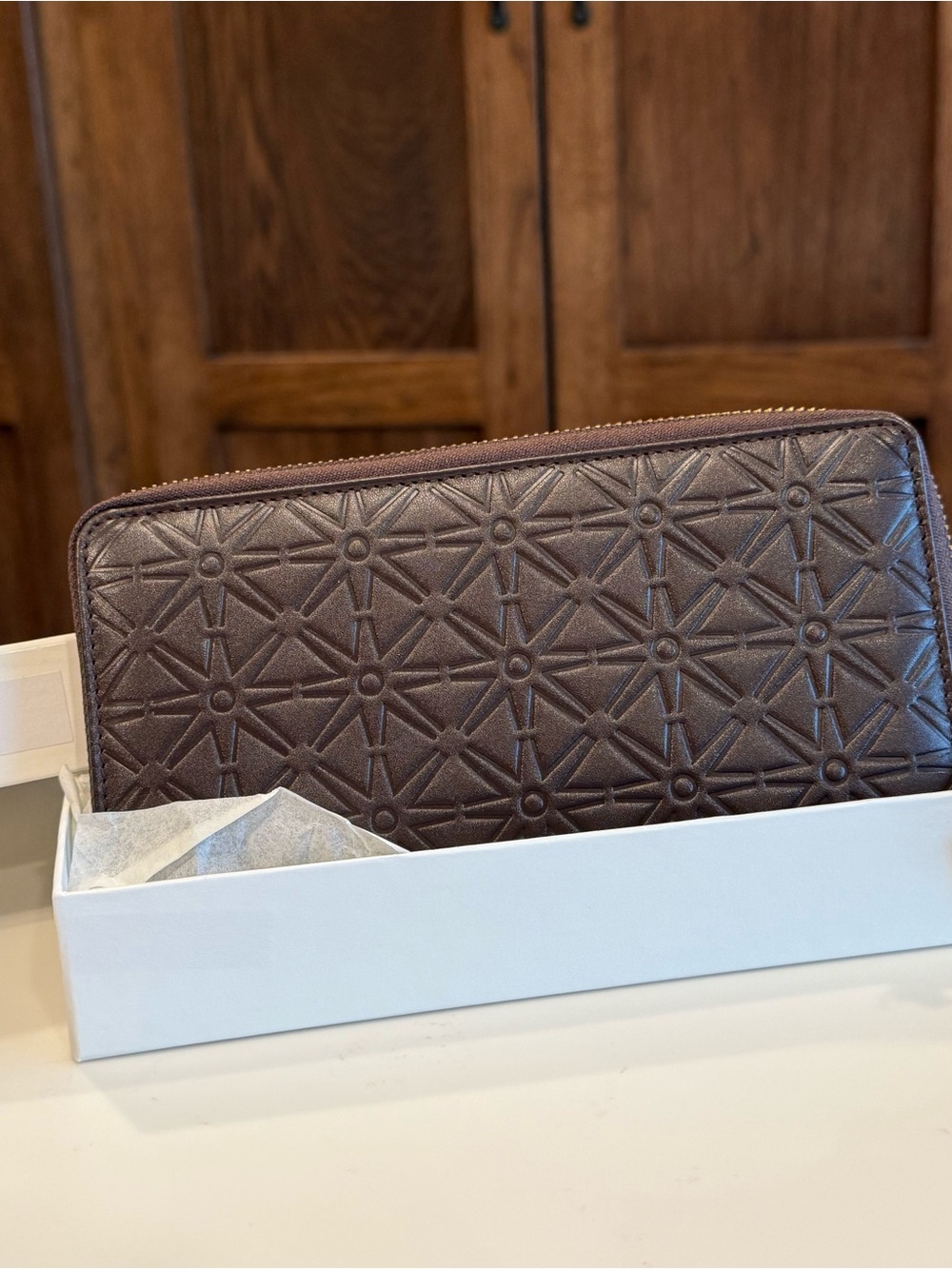 Comme des Garçons Embossed Calf Leather Wallet (SA10EA) – Brown – NWT